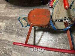 Vintage 1950's Wood And Metal Rocking Horse Toy N N HILL BRASS CO / Trigger RR