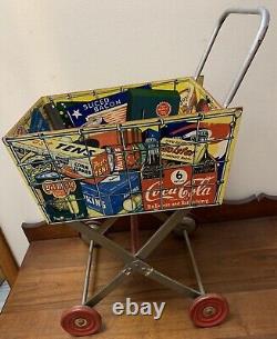 Vintage 1950s Childs Gong Bell Mfg. Co. Toy Shopping Cart