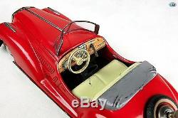 Vintage 1950s German Distler Wind-up Toy Red Mercedes Benz Convertible with Key