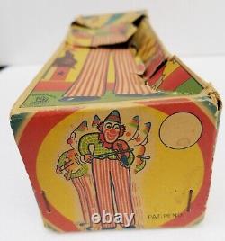 Vintage 1950s HAPPY, THE VIOLINIST Clown Tin Litho Wind Up Toy with Original Box
