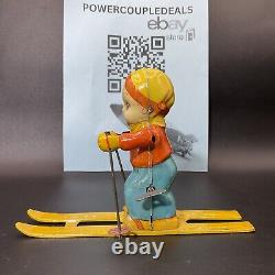 Vintage 1950s J CHEIN & Co, Tin Toy Wind Up SKI Skier BOY #157 Made in USA