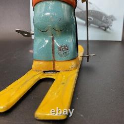 Vintage 1950s J CHEIN & Co, Tin Toy Wind Up SKI Skier BOY #157 Made in USA