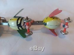 Vintage 1950s Mechanical Fishing Monkey on Whales TPS Japan tin litho wind-up
