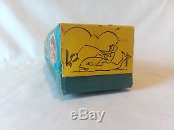 Vintage 1950s Mechanical Fishing Monkey on Whales TPS Japan tin litho wind-up