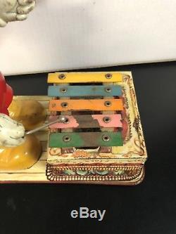 Vintage 1950s Tin Toy Mickey Mouse Xylophone Wind Up Line Mar Marx