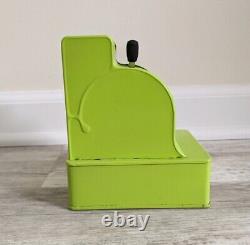 Vintage 1950s Uncle Sam's 3 Coin Register Bank Original Box Metal Toy Lime Green