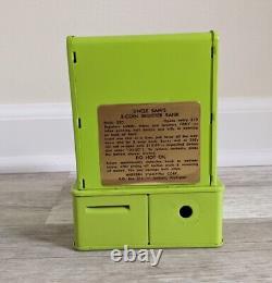 Vintage 1950s Uncle Sam's 3 Coin Register Bank Original Box Metal Toy Lime Green