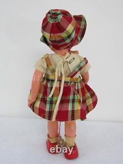 Vintage 1950s Wind Up Tin WALKING DOLL with Celluloid Head Key Wind JAPAN B