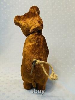 Vintage 1960's TEDDY BEAR Wind Up Mechanical BEAR WITH WOOD BOTTLE Russian USSR