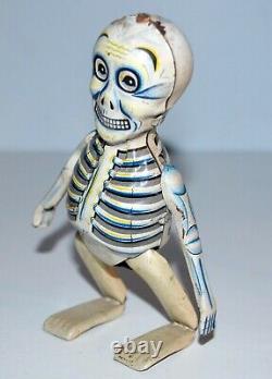 Vintage 1960s Sam the Strolling Skelton Tin Wind-up Halloween Monster Japan