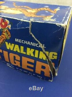 Vintage 1966 Marx Mechanical Walking Tiger Tin Wind-Up with Box Model J-9933