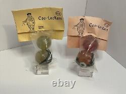 Vintage 1969 Pair Coo-Lackers Ball Toys, Color Red & Green