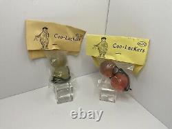 Vintage 1969 Pair Coo-Lackers Ball Toys, Color Red & Green