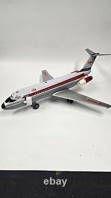 Vintage 1970's TN BATTERY OPERATED PLANE DOUGLAS DC-9 TWA Works But Finicky