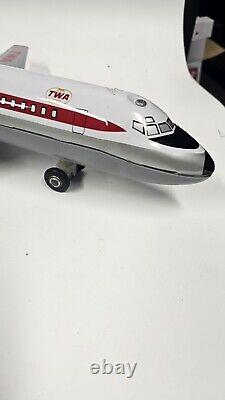 Vintage 1970's TN BATTERY OPERATED PLANE DOUGLAS DC-9 TWA Works But Finicky