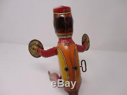 Vintage 20s-30s MARX Hoppo The Waltzing Monkey WithCymbals Wind Up Tin Litho Toy