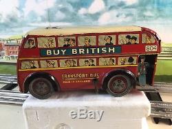 Vintage 40/50s Wells O London Tin Toy Wind Up Transport Bus Working GORGEOUS
