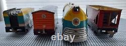 Vintage'40s Hafner/Wyandotte Windup Tin Litho Locomotive + 3 Railcars, Classic