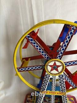 Vintage 50's Ohio Art The Giant Ride Tin Litho Wind Up Ferris Wheel Works Great