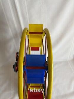 Vintage 50's Ohio Art The Giant Ride Tin Litho Wind Up Ferris Wheel Works Great