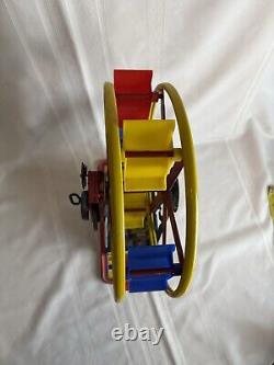 Vintage 50's Ohio Art The Giant Ride Tin Litho Wind Up Ferris Wheel Works Great