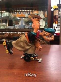 Vintage 50s LINEMAR POPEYE ROLLER SKATER Wind Up Tin Toy Japan MARX