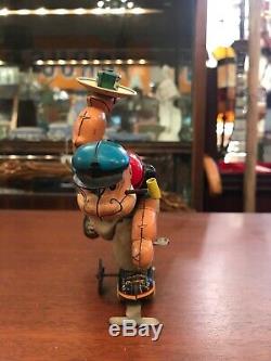 Vintage 50s LINEMAR POPEYE ROLLER SKATER Wind Up Tin Toy Japan MARX