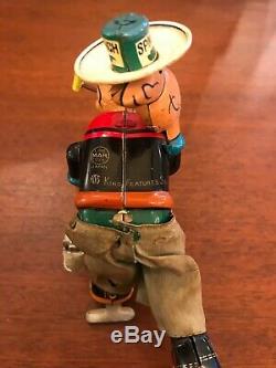 Vintage 50s LINEMAR POPEYE ROLLER SKATER Wind Up Tin Toy Japan MARX