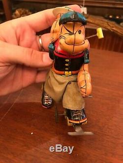 Vintage 50s LINEMAR POPEYE ROLLER SKATER Wind Up Tin Toy Japan MARX