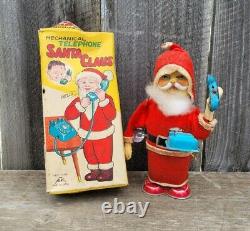 Vintage Alps Key Wind Up Mechanical Santa Claus Telephone Made In Japan