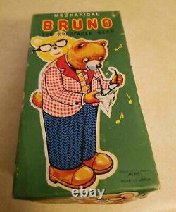 Vintage Alps Mechanical Bruno The Spectacle Bear Wind Up