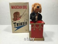 Vintage Alps Triksie The Magician Dog Tin Litho Wind-up Toy, Japan, Rare Nmc