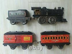 Vintage American Flyer WIND UP Toy Train Set in Original Box 13 Loco, Red Pass