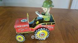 Vintage Antique Art Mfg. G. I. Joe Jouncing Jeep Tin Wind Up Toy