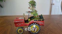 Vintage Antique Art Mfg. G. I. Joe Jouncing Jeep Tin Wind Up Toy