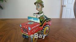 Vintage Antique Art Mfg. G. I. Joe Jouncing Jeep Tin Wind Up Toy