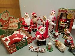 Vintage Antique Christmas Santa Claus Tree Topper Wind Up Toy Figures Lot