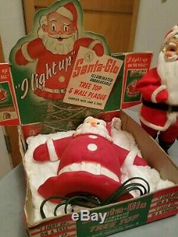 Vintage Antique Christmas Santa Claus Tree Topper Wind Up Toy Figures Lot