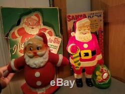 Vintage Antique Christmas Santa Claus Tree Topper Wind Up Toy Figures Lot