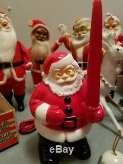 Vintage Antique Christmas Santa Claus Tree Topper Wind Up Toy Figures Lot