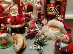 Vintage Antique Christmas Santa Claus Tree Topper Wind Up Toy Figures Lot