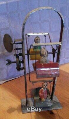 Vintage Antique FERRIS WHEEL WIND UP TIN TOY WORKS Made in Germany