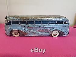 Vintage Antique Kingsbury Toys Greyhound New York Bus #228 Working Wind-up