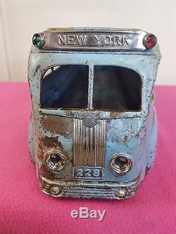 Vintage Antique Kingsbury Toys Greyhound New York Bus #228 Working Wind-up