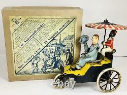 Vintage Antique LEHMANN New Century Cycle German Wind-up Auto Onkel with Box