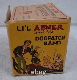 Vintage Antique Lil Abner and His Dogpatch Band Windup Tin Toy USA with Box, read