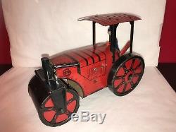 Vintage Antique Marx Steam Roller 1930's Tin Litho Wind Up Toy RARE Windup