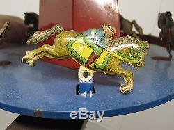 Vintage Antique Merry-go-round Tin Wind Up Toy Racing Horse Jockey Pittsburgh Pa