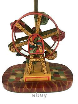 Vintage Antique Tin Litho Lithograph Toy Ferris Wheel Electric Table Lamp