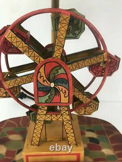 Vintage Antique Tin Litho Lithograph Toy Ferris Wheel Electric Table Lamp